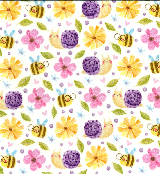 Bees & Snail - Brushed Cotton - Digital Prints - by John Louden - Rose & Hubble
