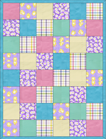 Pre-Cuts Kits for a Blanket / Throw / Quilt. Top quilt or Full Kit.  Chicks and daisies on print fabrics for the baby, toddler, adults, camping.
