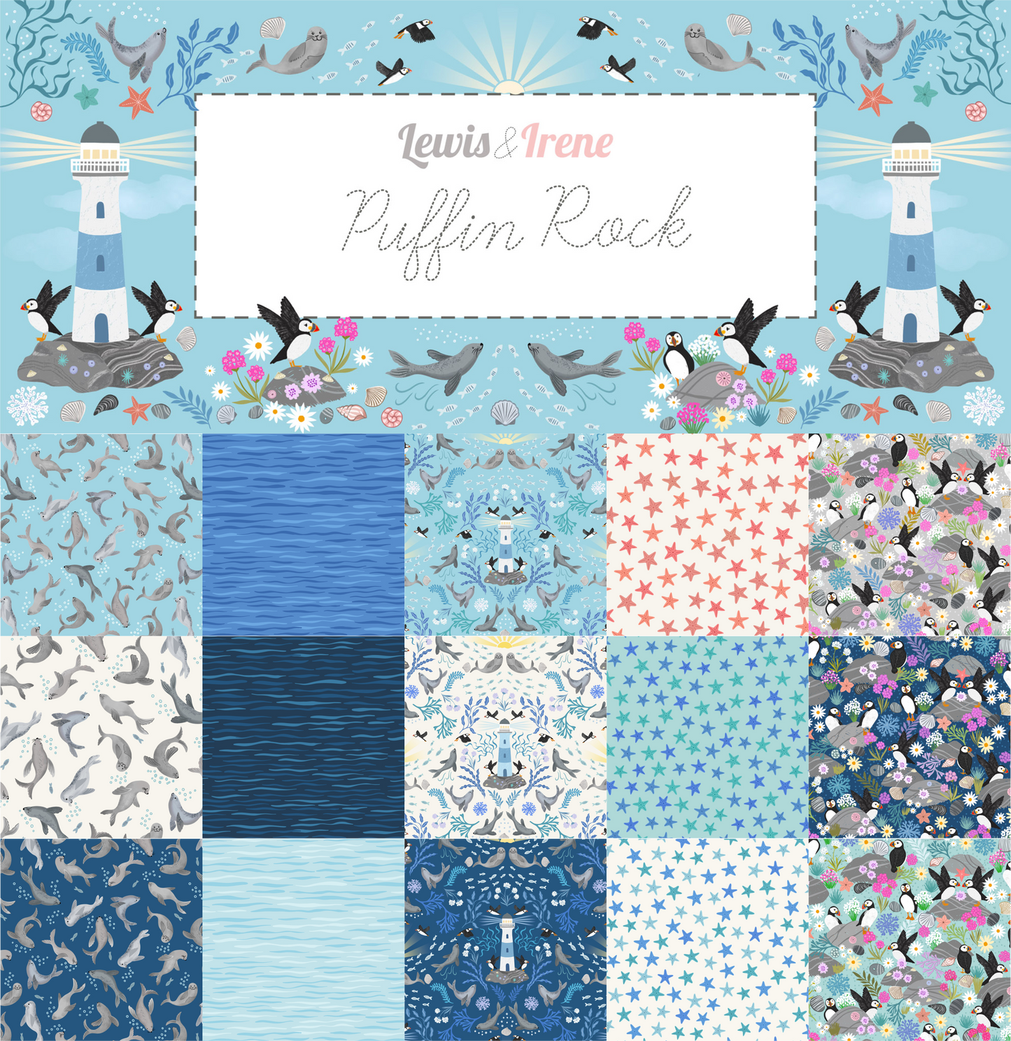 Seal bubbles on dark blue - Puffin Rock Collection by Lewis & Irene - Available Now