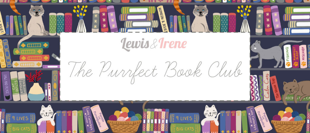 The Purrfect Book Club - Scattered cats and books on dark - Collection by Lewis & Irene