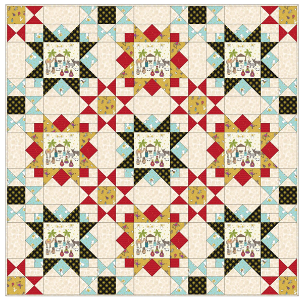 Quilt Throw Kit 1 designed by Sally Ablett Design for Lewis & Irene. Size 48" x 48". Away in a Manger fabric