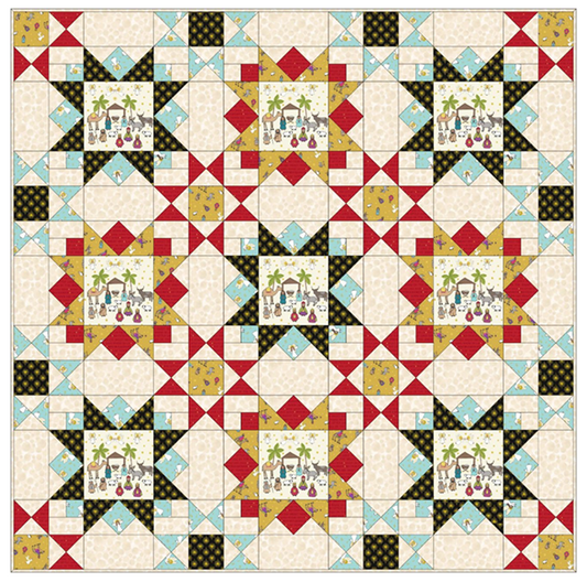 Quilt Throw Kit 1 designed by Sally Ablett Design for Lewis & Irene. Size 48" x 48". Away in a Manger fabric