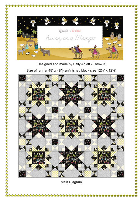 Quilt Throw Kit 3 designed by Sally Ablett Design for Lewis & Irene. Size 48" x 48". Away in a Manger fabric