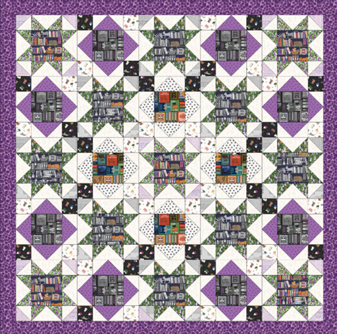 Quilt Top Kit 1 - The Purrfect Book Club designed by Sally Ablett for Lewis & Irene Fabrics, 66"x66"