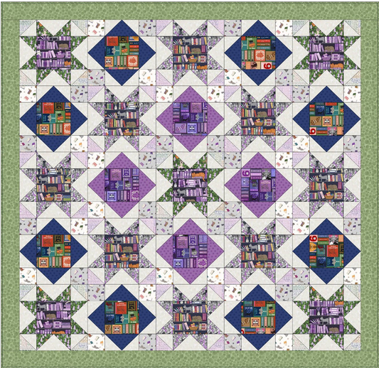 Quilt Top Kit 2 - The Purrfect Book Club designed by Sally Ablett for Lewis & Irene Fabrics, 66"x66"