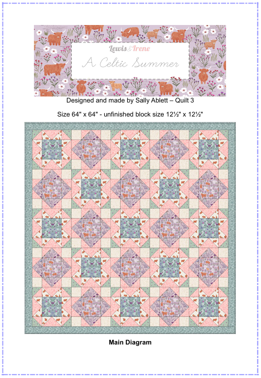 Quilt 3 A Celtic Summer designed by Sally Ablett Design for Lewis & Irene. Size 64" x 64"