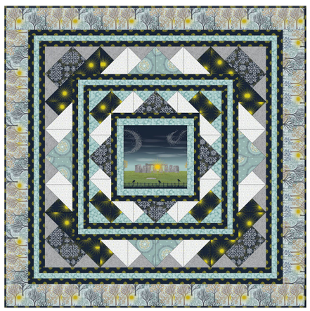 Quilt Kit 1 Winter Solstice (with gold metallic) designed by Sally Ablett for Lewis & Irene