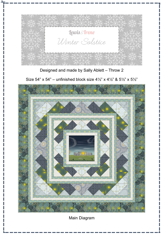 Quilt Kit 2 Winter Solstice (with gold metallic) designed by Sally Ablett for Lewis & Irene