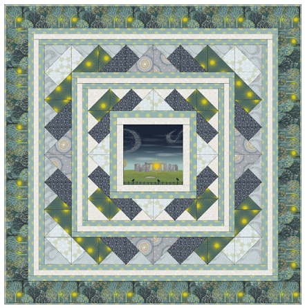 Quilt Kit 2 Winter Solstice (with gold metallic) designed by Sally Ablett for Lewis & Irene