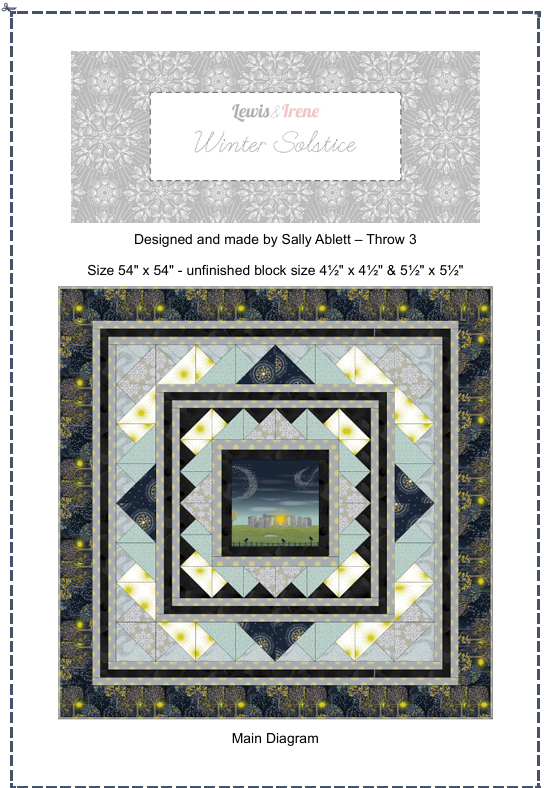 Quilt Kit 3 Winter Solstice (with gold metallic) designed by Sally Ablett for Lewis & Irene