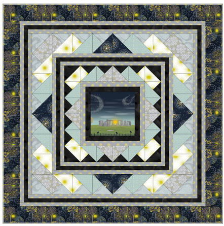 Quilt Kit 3 Winter Solstice (with gold metallic) designed by Sally Ablett for Lewis & Irene