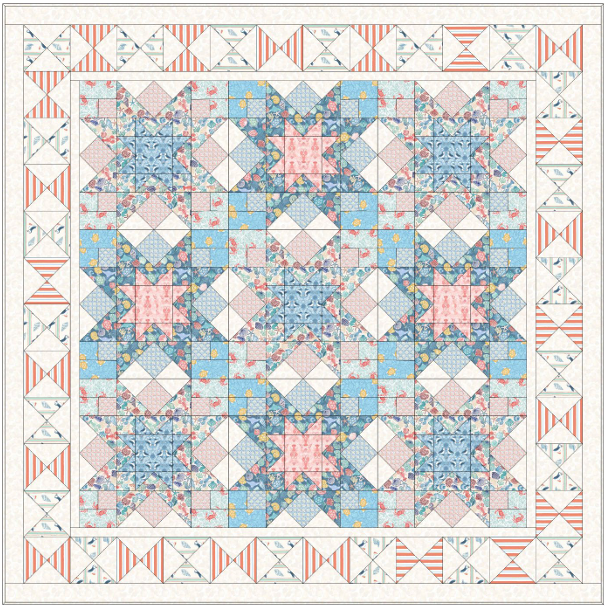 Seas the Day - Quilt 1A  - Quilt Kit designed by Sally Ablett for Lewis & Irene. Size of runner 64" x 64"