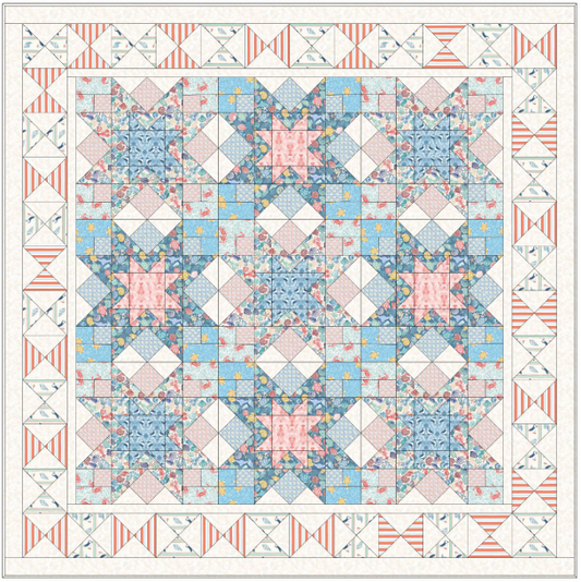 Seas the Day - Quilt 1A  - Quilt Kit designed by Sally Ablett for Lewis & Irene. Size of runner 64" x 64"