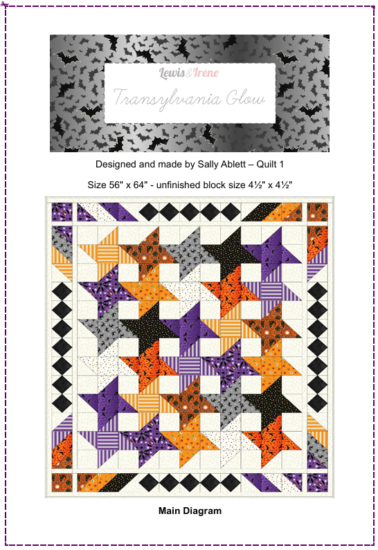 Quilt Kit 1 Transylvania (glow in the dark) 56" x 64" designed by Sally Ablett for Lewis & Irene