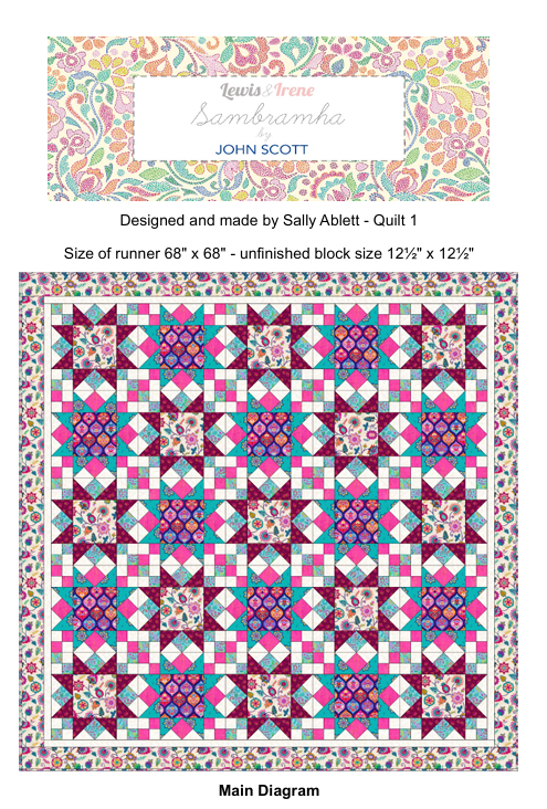 Sambramha by John Scott - Quilt 1 designed by Sally Ablett for Lewis & Irene, size 68" x 68"