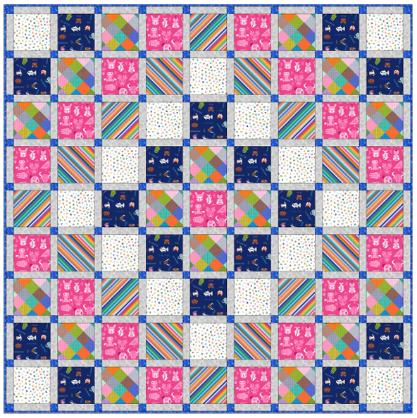 Animal Alphabet - Quilt 1 designed by Sally Ablett for Lewis & Irene, size 55" x 55"
