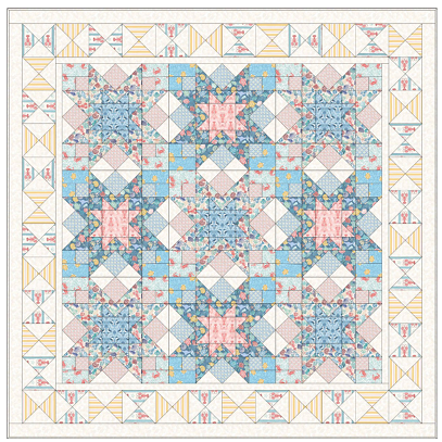 Seas the Day - Quilt 1B  - Quilt Kit designed by Sally Ablett for Lewis & Irene. Size of runner 64" x 64"
