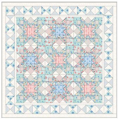 Seas the Day - Quilt 2A  - Quilt Kit designed by Sally Ablett for Lewis & Irene. Size of runner 64" x 64"