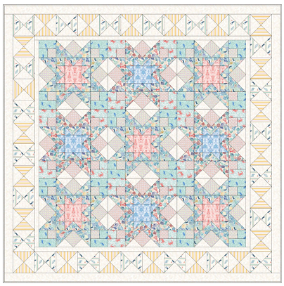 Seas the Day - Quilt 2B  - Quilt Kit designed by Sally Ablett for Lewis & Irene. Size of runner 64" x 64"