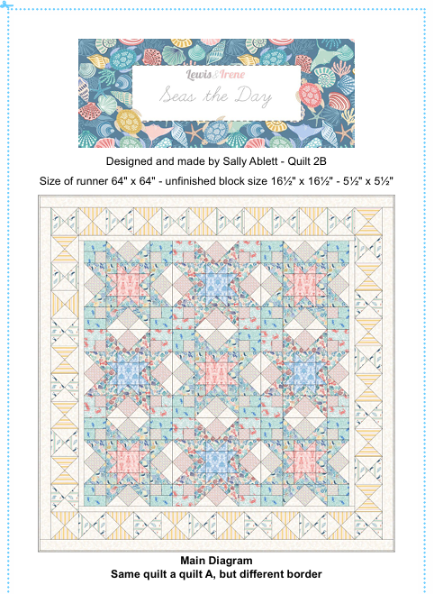 Seas the Day - Quilt 2B  - Quilt Kit designed by Sally Ablett for Lewis & Irene. Size of runner 64" x 64"