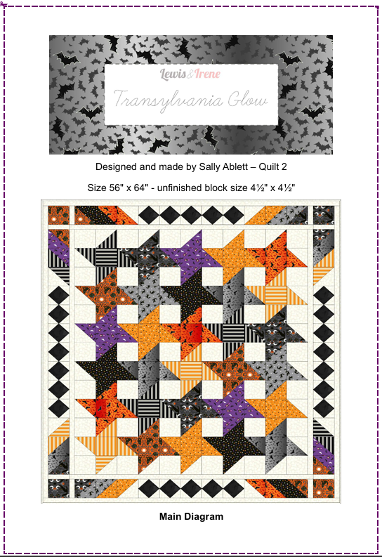 Quilt Kit 2 Transylvania (glow in the dark) 56" x 64" designed by Sally Ablett for Lewis & Irene