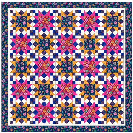 Sambramha by John Scott - Quilt 2 designed by Sally Ablett for Lewis & Irene, size 68" x 68"
