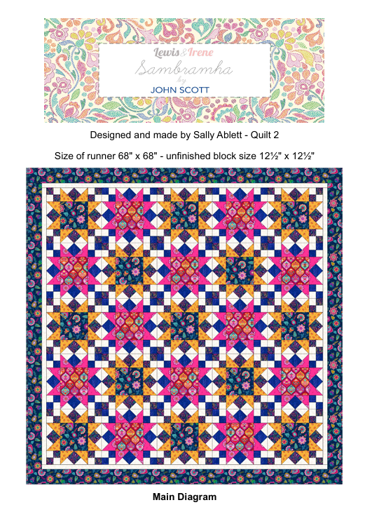 Sambramha by John Scott - Quilt 2 designed by Sally Ablett for Lewis & Irene, size 68" x 68"