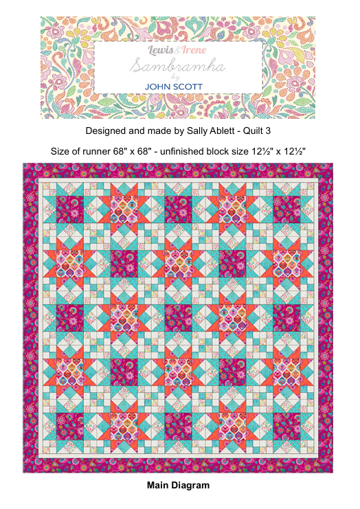 Sambramha by John Scott - Quilt 3 designed by Sally Ablett for Lewis & Irene, size 68" x 68"