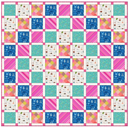 Animal Alphabet - Quilt 3 designed by Sally Ablett for Lewis & Irene, size 55" x 55"