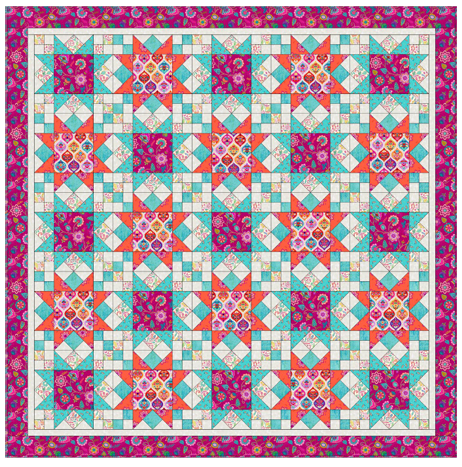 Sambramha by John Scott - Quilt 3 designed by Sally Ablett for Lewis & Irene, size 68" x 68"
