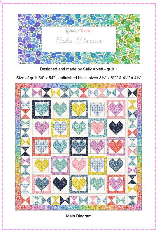 Quilt Kit 1 - 54" x54" Boho Blooms designed by Sally Ablett for Lewis & Irene
