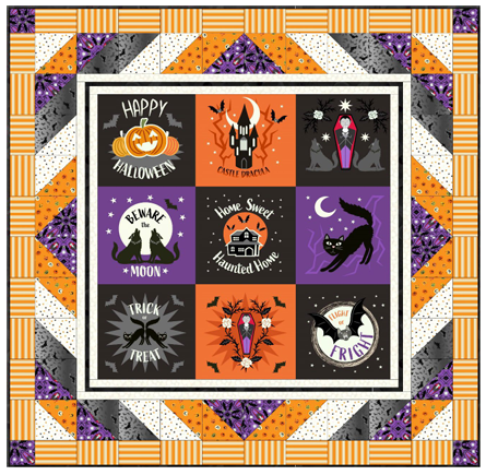 Quilt Kit Panel Transylvania (glow in the dark) - 57" x 57" designed by Sally Ablett for Lewis & Irene