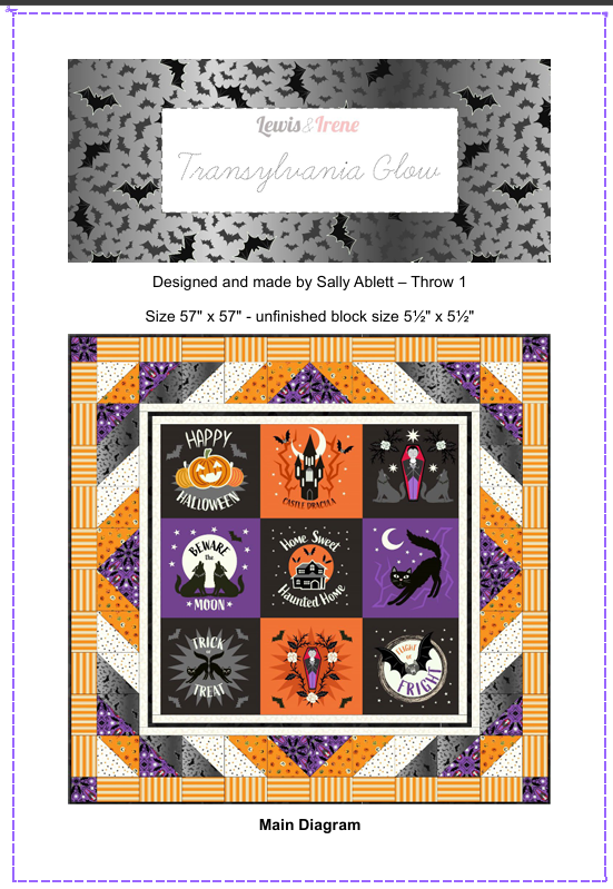 Quilt Kit Panel Transylvania (glow in the dark) - 57" x 57" designed by Sally Ablett for Lewis & Irene