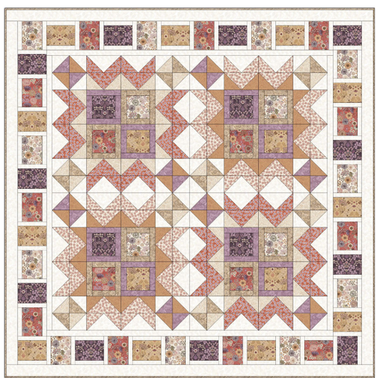 Jardin D'Automne Quilt Throw 2 designed by Sally Ablett - Lewis & Irene Size 64 x 64"
