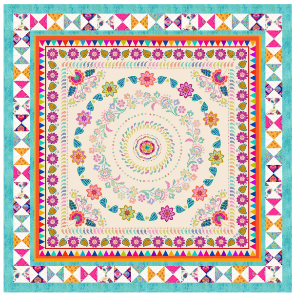 Sambramha by John Scott - Quilt with Panel designed by Sally Ablett for Lewis & Irene, size 68" x 68"