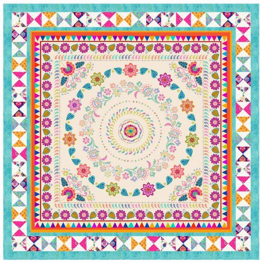 Sambramha by John Scott - Quilt with Panel designed by Sally Ablett for Lewis & Irene, size 68" x 68"