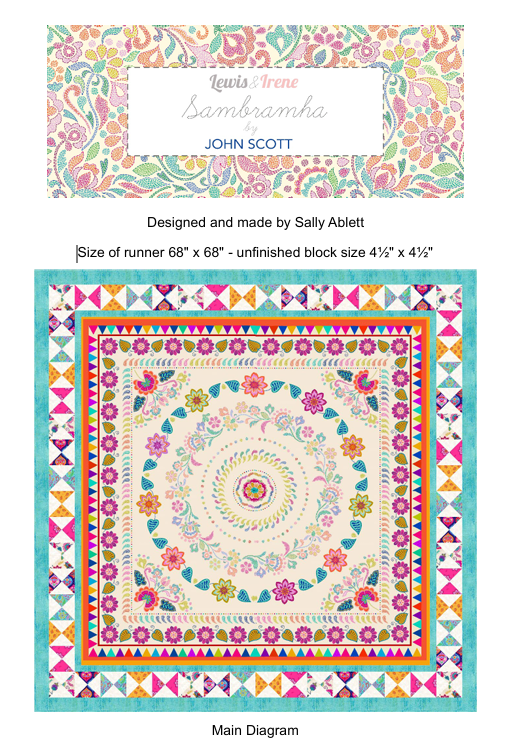 Sambramha by John Scott - Quilt with Panel designed by Sally Ablett for Lewis & Irene, size 68" x 68"
