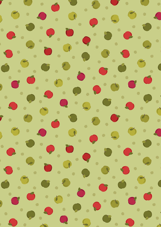 Small Things - Snuggle Season - Apples on crisp green by Lewis & Irene - by Length & Fat Quarters