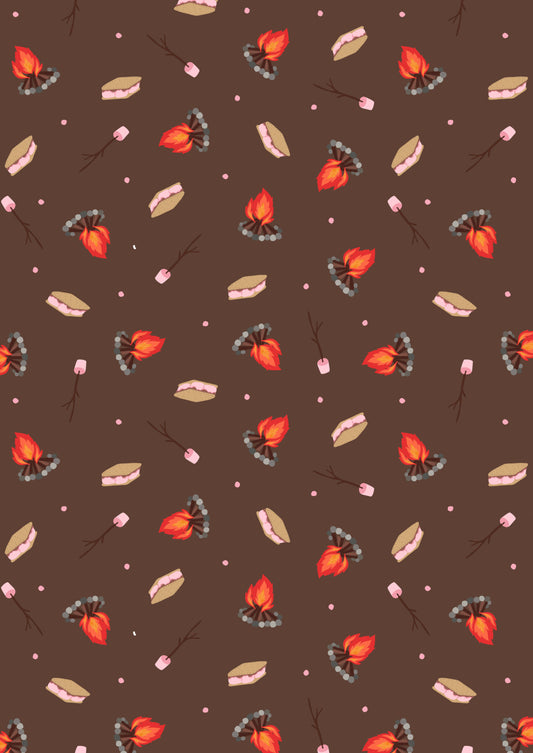 Small Things - Snuggle Season - Campfire mallows on chocolate by Lewis & Irene - by Length & Fat Quarters