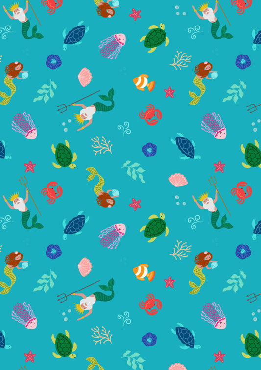 Fairytales - Mermaid - from Small Things Fabric Collection by Lewis & Irene by Length & Fat Quarter