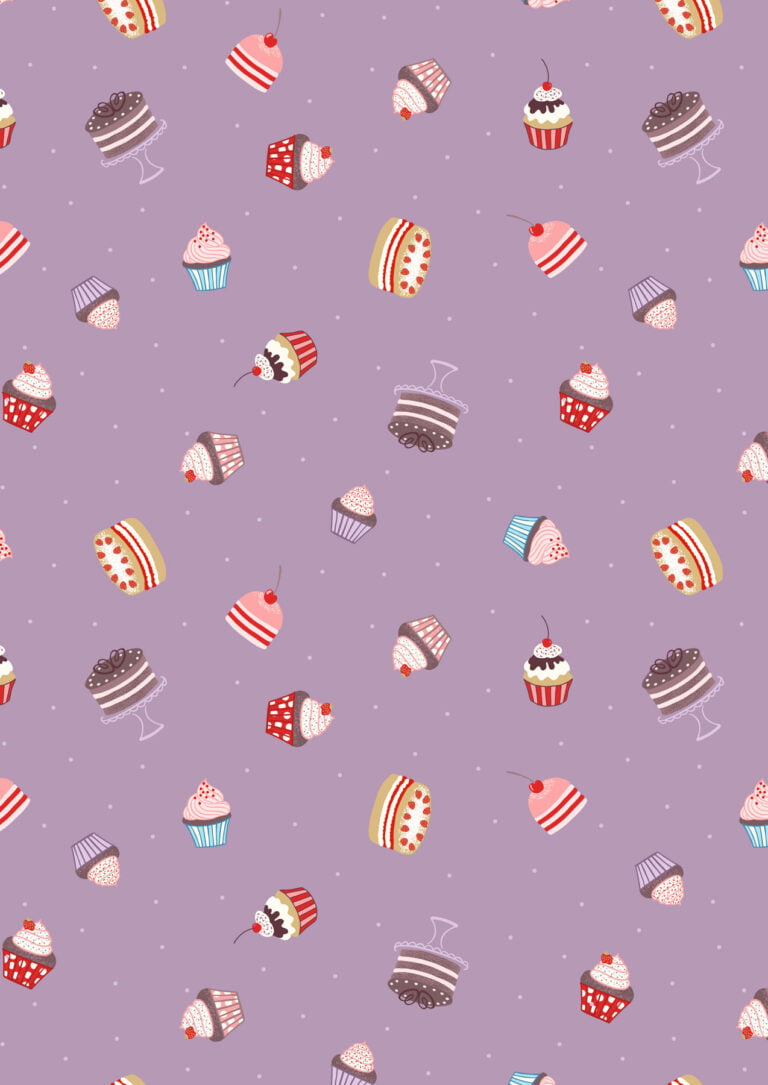 Small Things Sweet - Cakes on warm thistle fabric collection by Lewis & Irene by Length & Fat