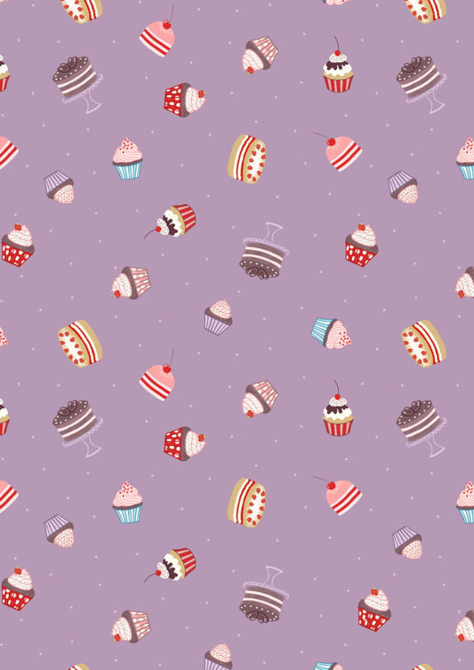Small Things Sweet - Cakes on warm thistle fabric collection by Lewis & Irene by Length & Fat