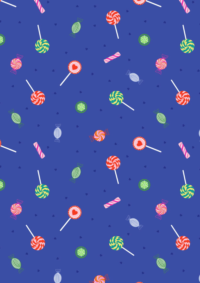 Small Things Sweet - Sweets on bright blue fabric collection by Lewis & Irene by Length & Fat Quarter