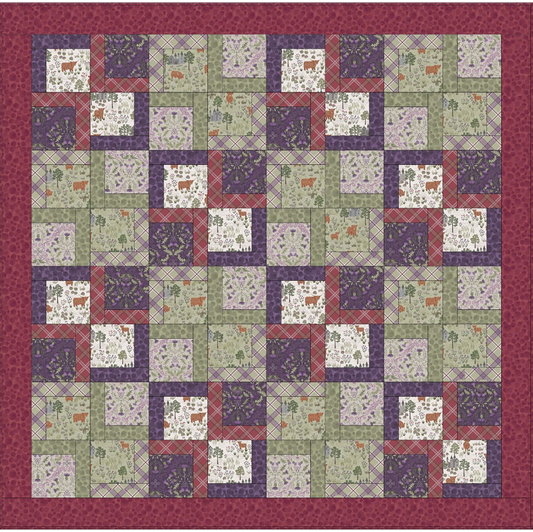 Loch Lewis Flannel Quilt Top Throw 2 designed by Sally Ablett - Lewis & Irene 54 x 54"