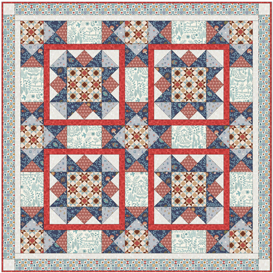 Quilt Top Table Topper Kit 1 - Cosy Home designed by Sally Ablett for Lewis & Irene Fabrics, 48"x48"