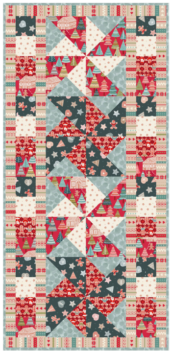 Gingerbread Season Table Runner Kit 1 designed by Sally Ablett - Lewis & Irene Size 16" x 34"