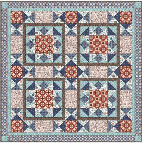 Quilt Top Table Topper Kit 3 - Cosy Home designed by Sally Ablett for Lewis & Irene Fabrics, 48"x48"