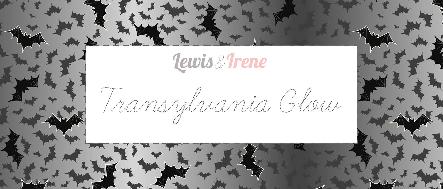 Terrifying Ticking Stripe on Black (glow in the dark) - Halloween fabric collection by Lewis & Irene