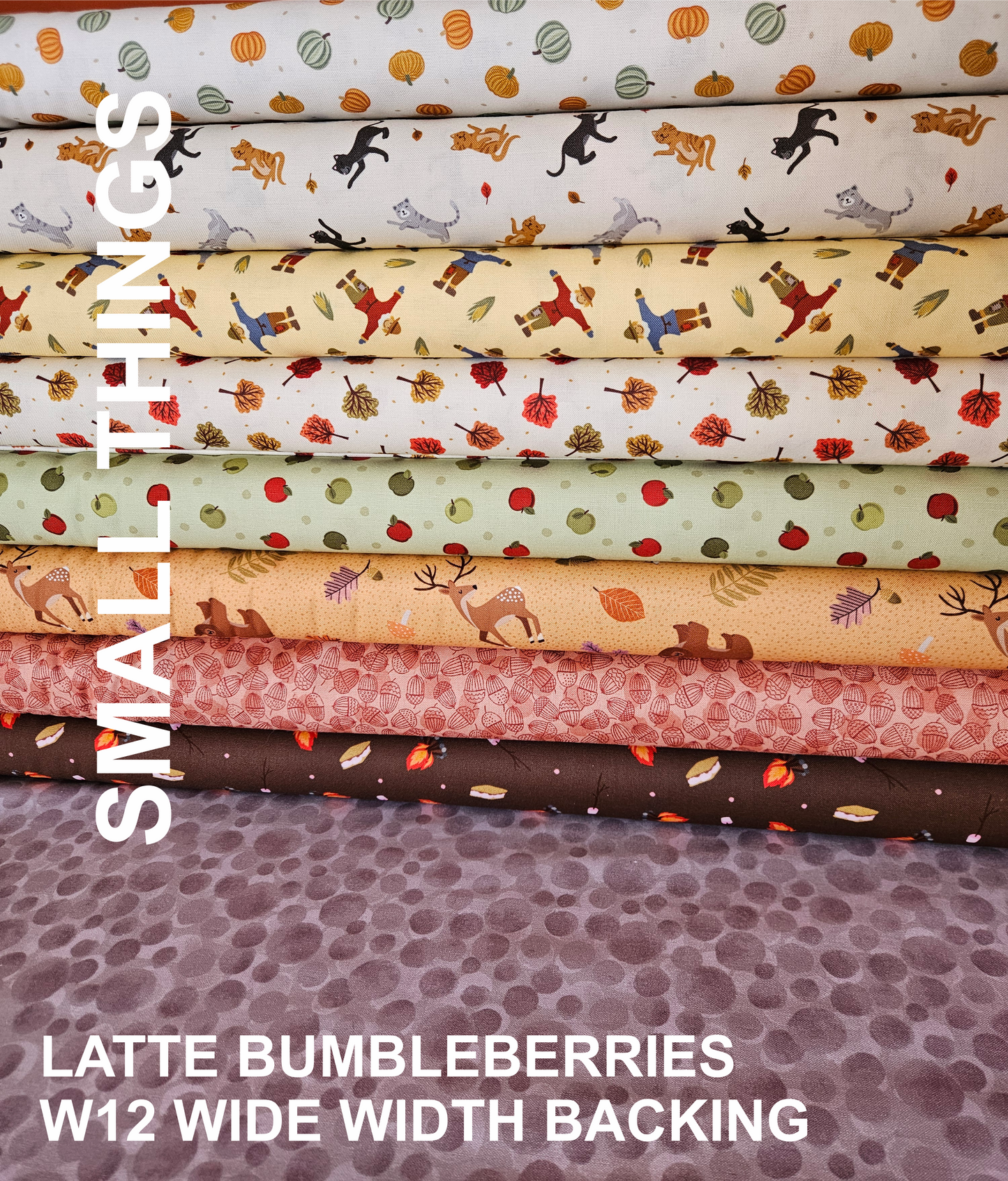 Extra Wide Width Backing for Quilts 108" 274 cm - Latte Bumbleberries Fabric Collection by Lewis & Irene