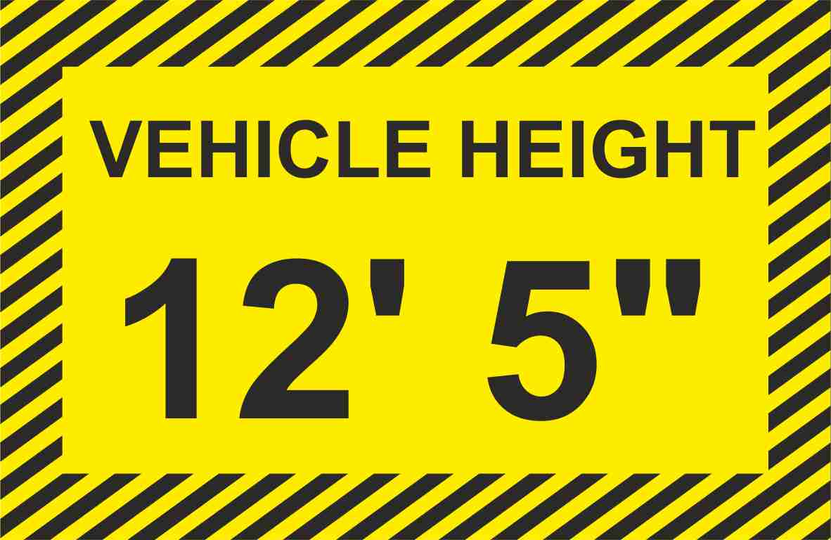 Commercial Vehicle Height Signs to place inside the cab of Commercial vehicles. White Vinyl or Transparent background & Laminated. Size 10 X 6.5 cm